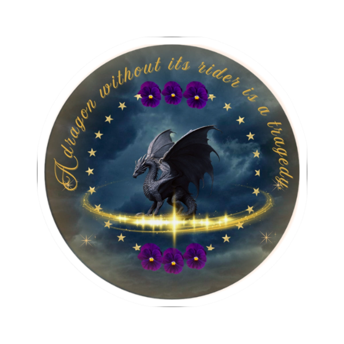 Dragon Rider Crest Sticker — “A Dragon Without Its Rider” Kiss-Cut Sticker