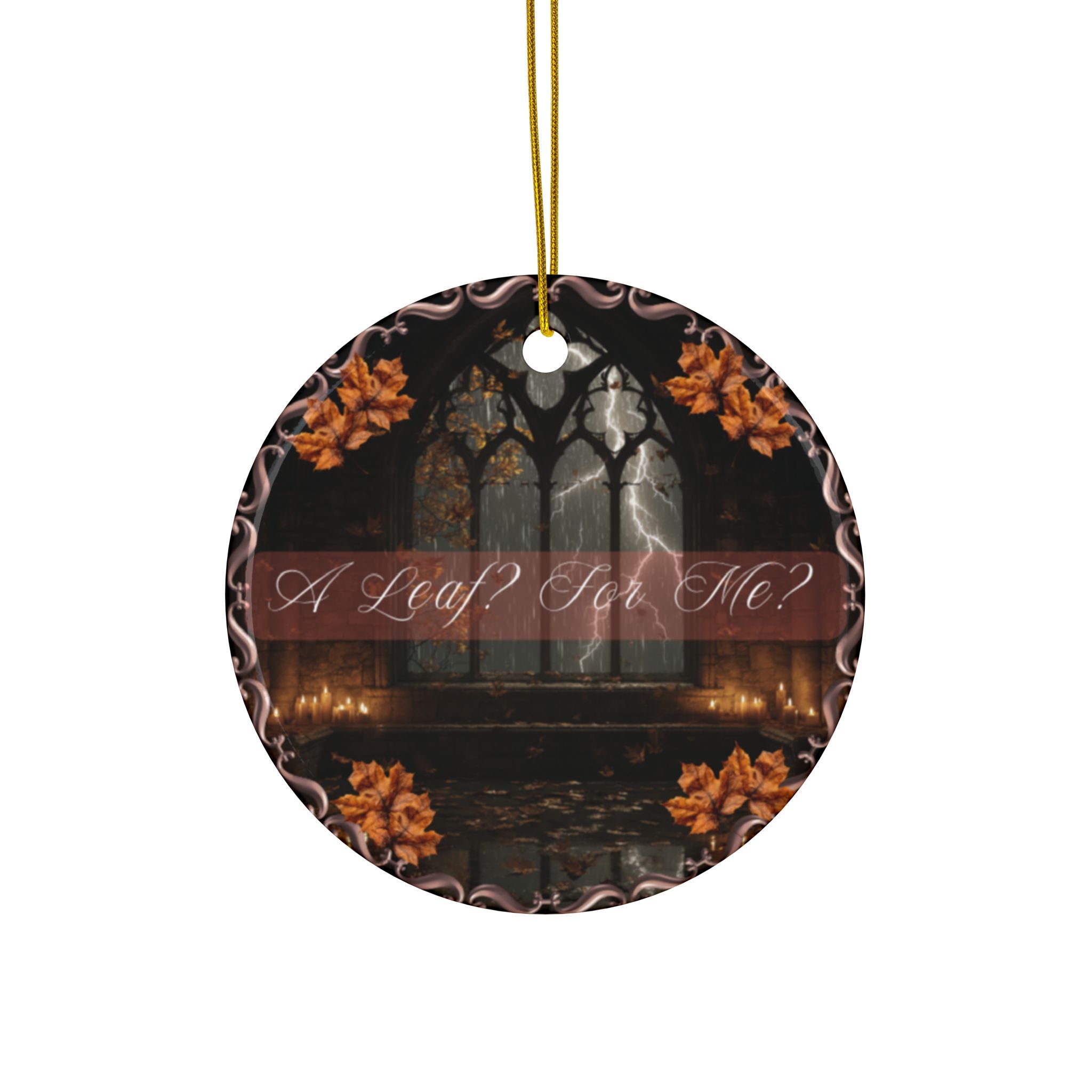 Ceramic Ornament — "A Leaf? For Me?" Holiday Keepsake