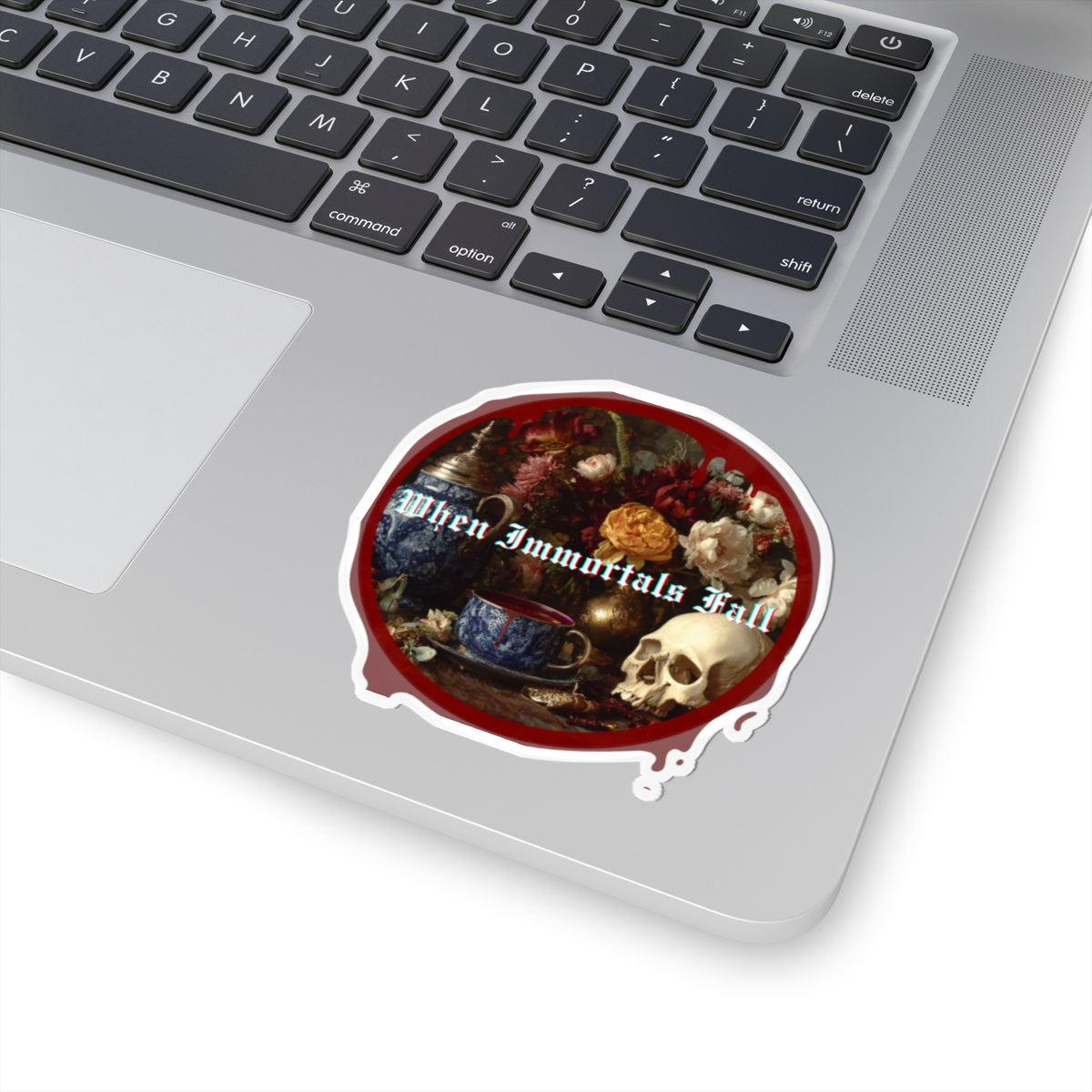 Immortal Court Skull Sticker — “When Immortals Fall” Kiss-Cut Sticker