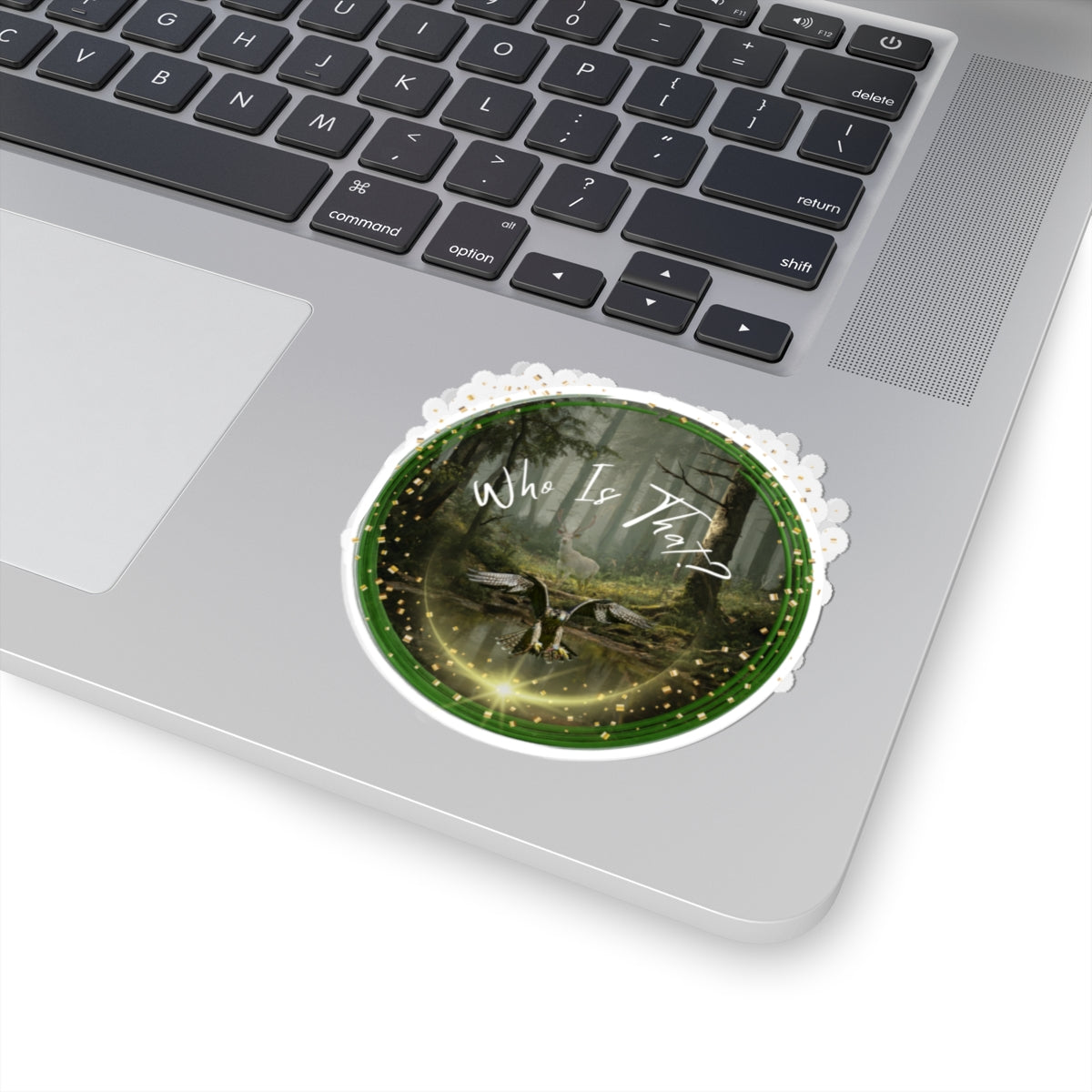 Enchanted Forest Stag Sticker — “Who Is That?” Kiss-Cut Sticker