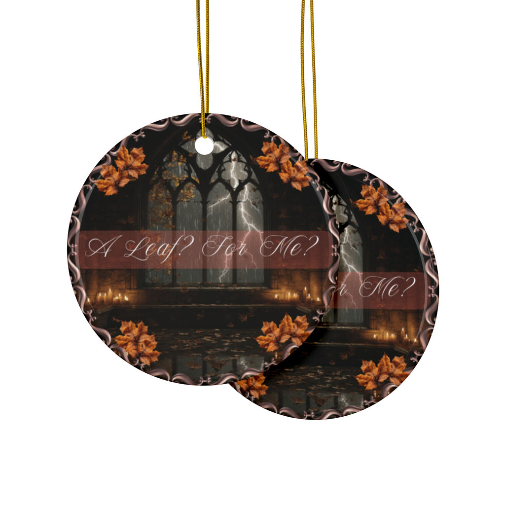 Ceramic Ornament — "A Leaf? For Me?" Holiday Keepsake