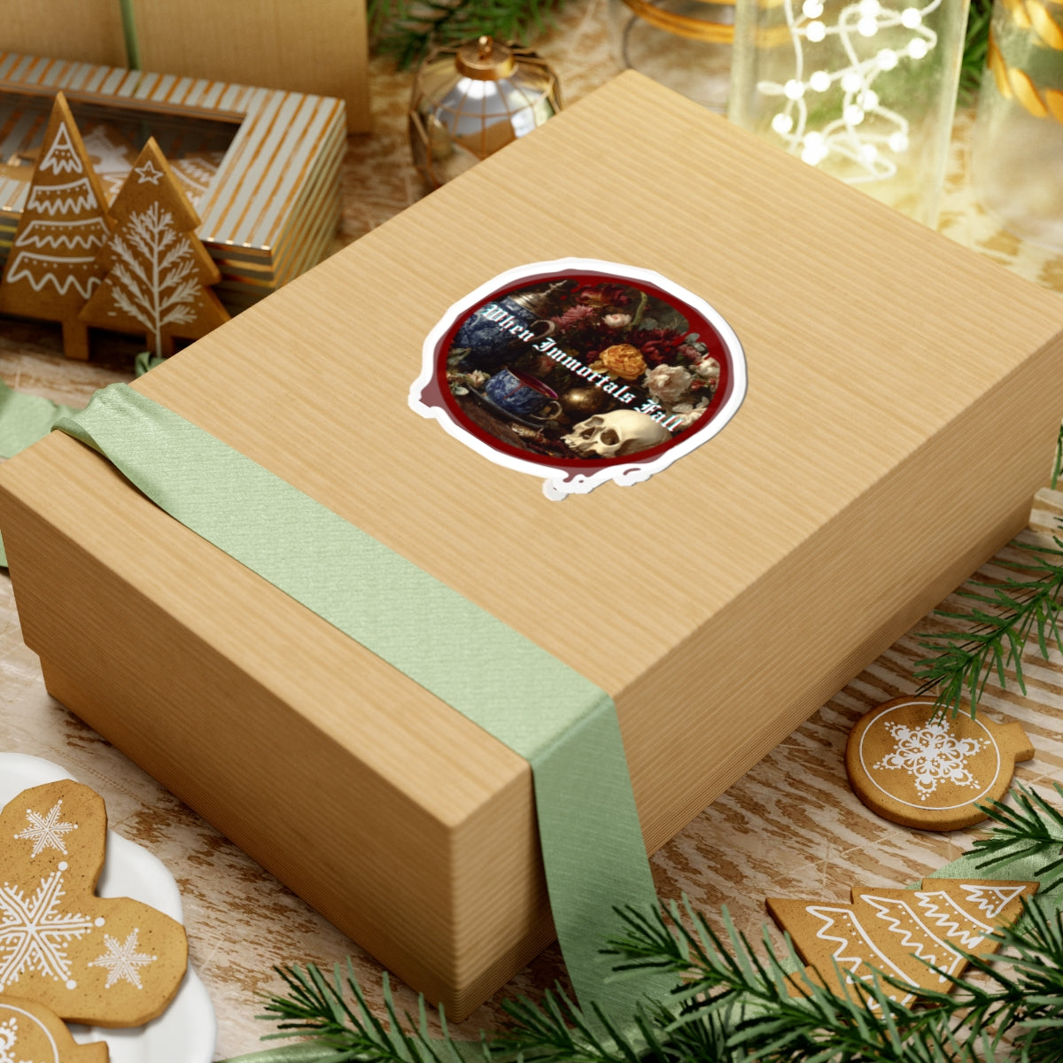 Immortal Court Skull Sticker — “When Immortals Fall” Kiss-Cut Sticker